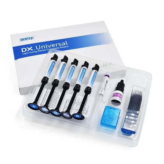 Dentex Dental Universal Light Cure Bonding Adhesive/Acid Etching Gel/Composite Resin Material 